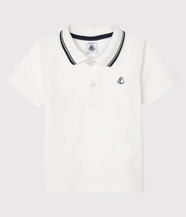 Polo manches courtes b&eacute;b&eacute; gar&ccedil;on blanc