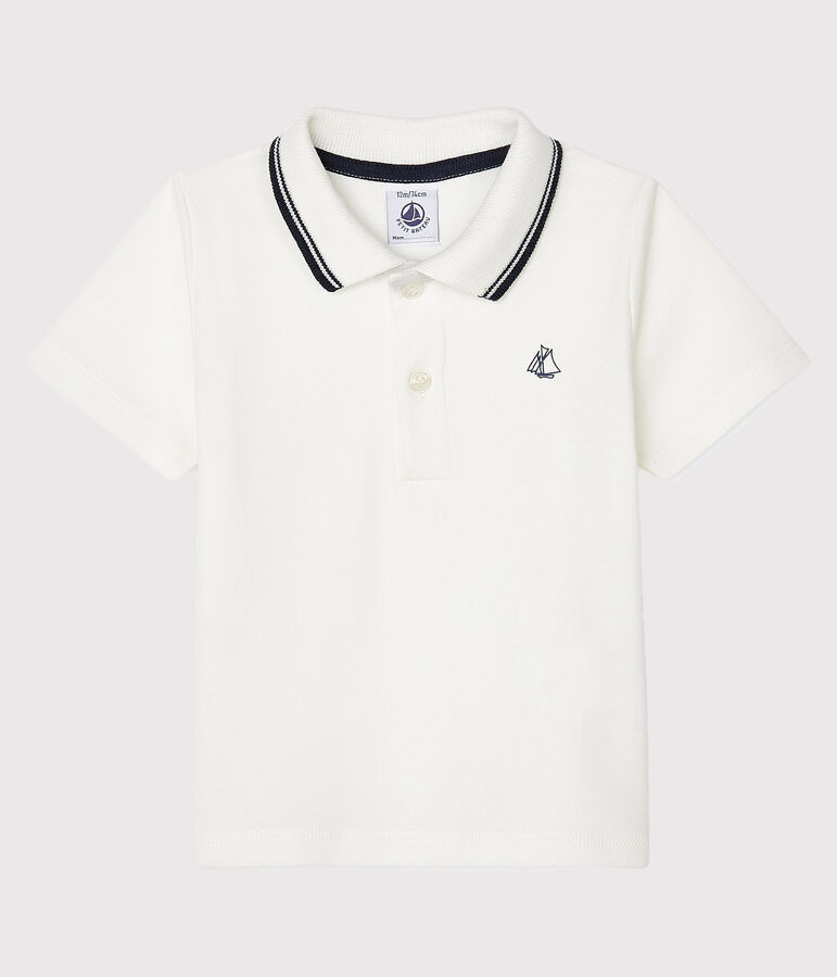 Polo manches courtes b&eacute;b&eacute; gar&ccedil;on blanc MARSHMALLOW