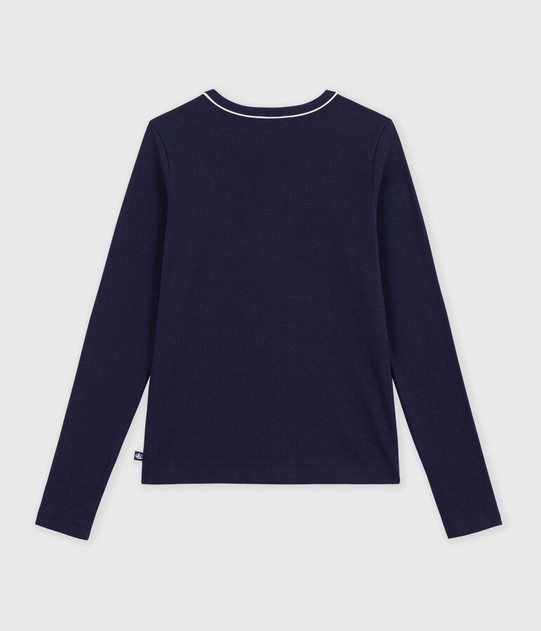 Cardigan femme en coton uni bleu