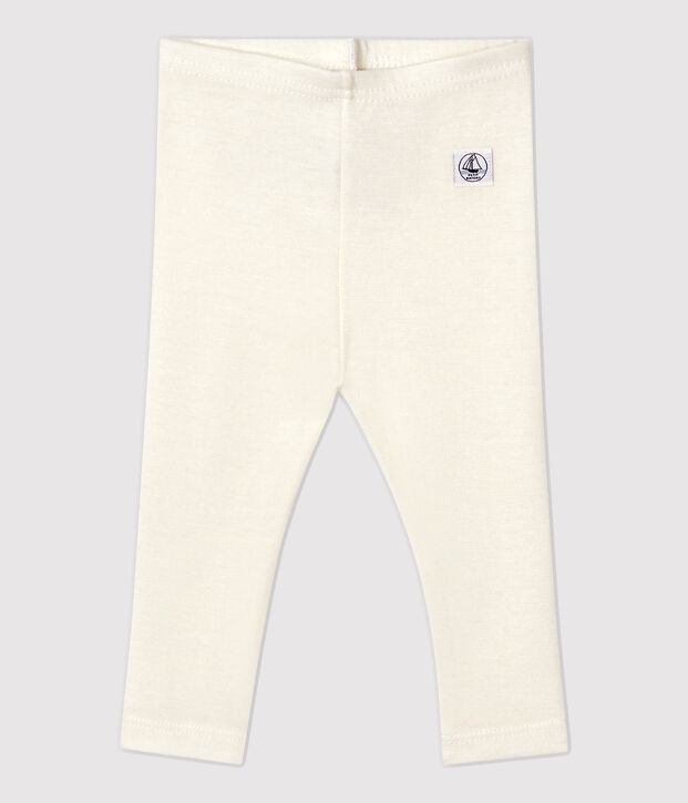 Cale&ccedil;on b&eacute;b&eacute; en laine et coton blanc