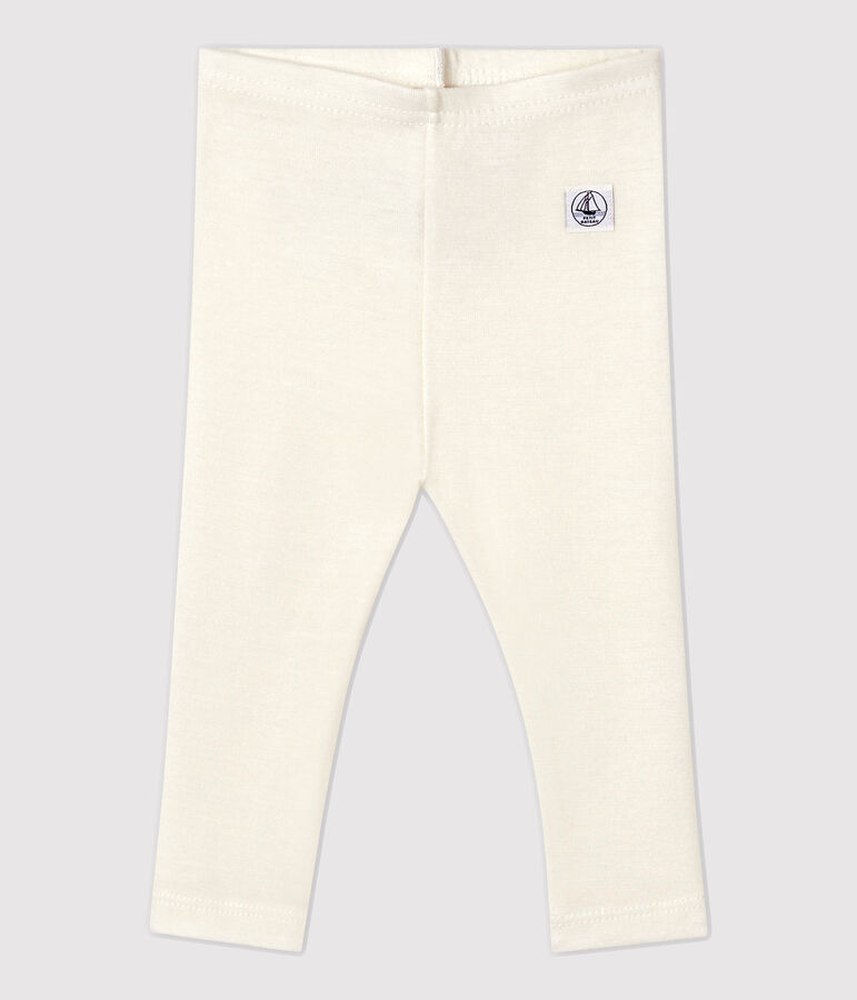 Cale&ccedil;on b&eacute;b&eacute; en laine et coton blanc MARSHMALLOW