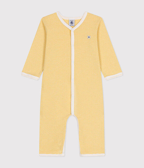 Pyjamas bébé manches longues sans pieds en coton jaune BLE/blanc MARSHMALLOW