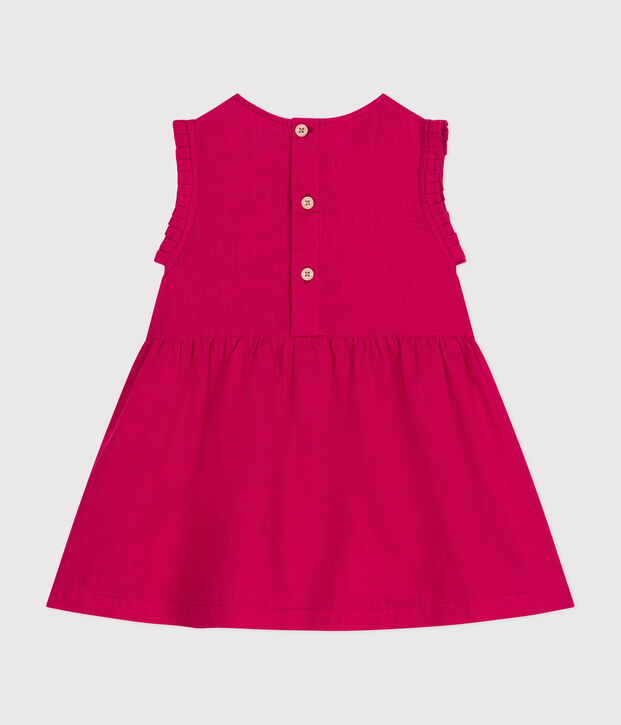Robe sans manche en lin b&eacute;b&eacute; rose vif