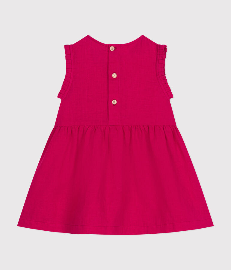 Robe sans manche en lin b&eacute;b&eacute; rose DELHI