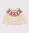 Pull jacquart en tricot laine et coton bébé beige MONTELIMAR/blanc MULTICO