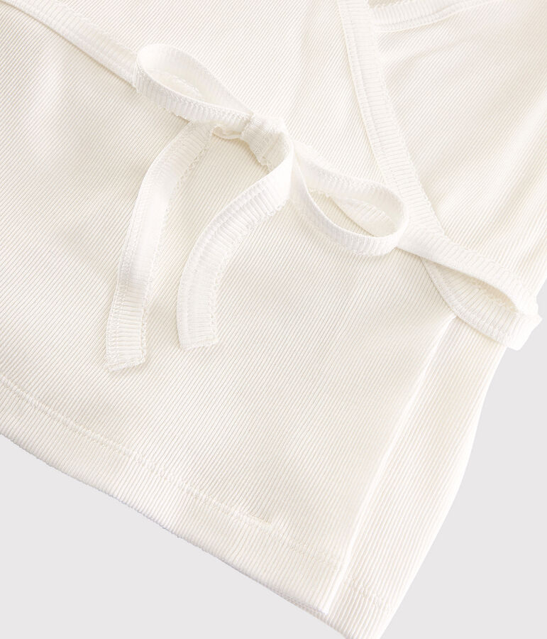 Cardigan cache-c&oelig;ur en coton l&eacute;ger Femme blanc MARSHMALLOW