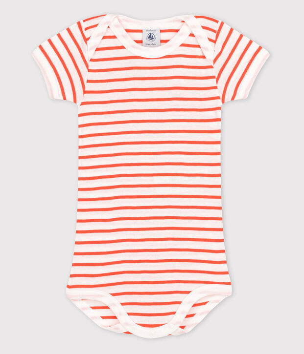 Body manches courtes b&eacute;b&eacute; fille blanc/orange