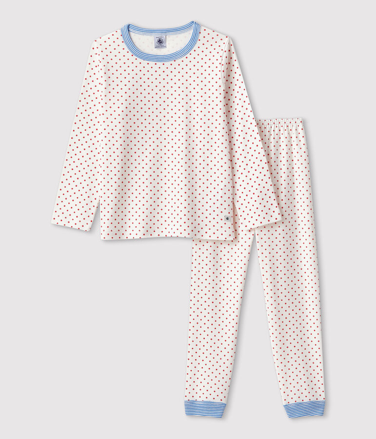 Pyjama &agrave; motifs en coton enfant blanc MARSHMALLOW/rouge PEPS