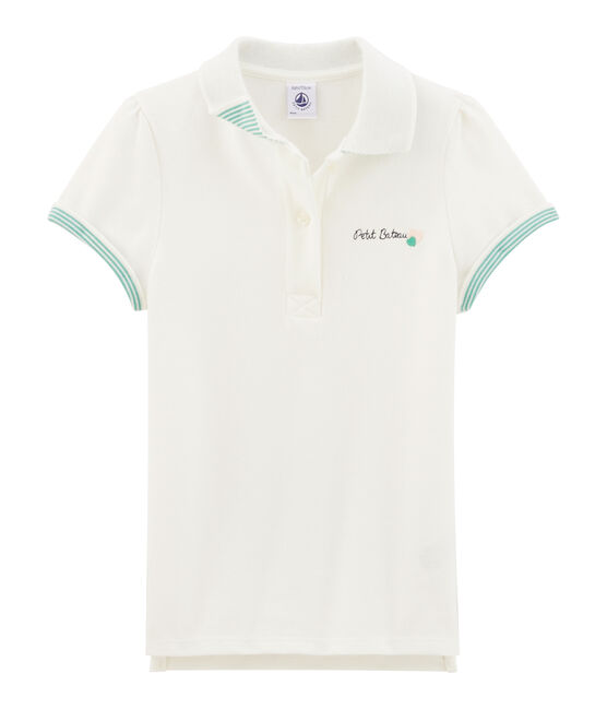 Polo à manches courtes enfant fille blanc MARSHMALLOW