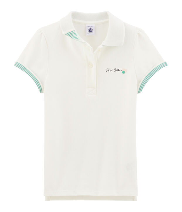 Polo &agrave; manches courtes enfant fille blanc