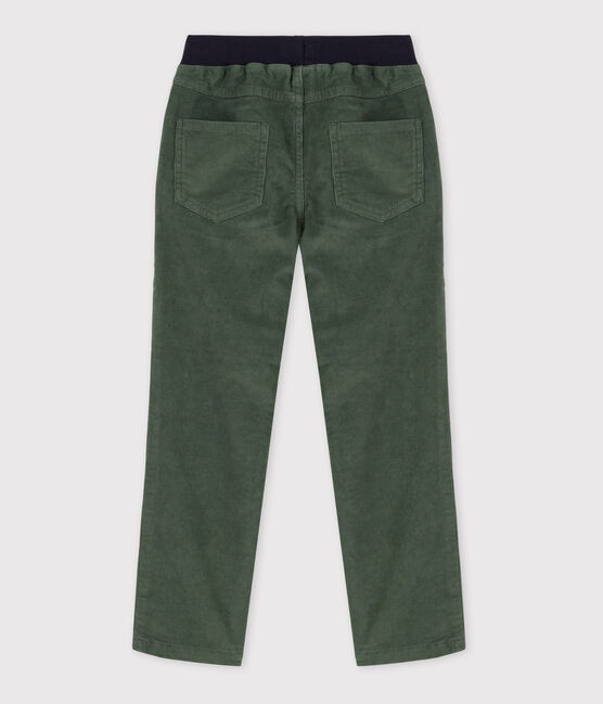 Pantalon droit en velours moyen enfant fille / garçon vert VALLEE