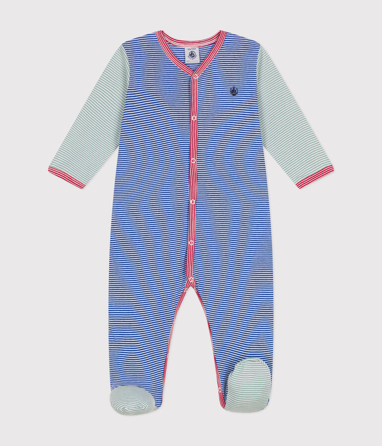 Pyjama en coton ray&eacute; b&eacute;b&eacute; bleu CALVIN/ MARSHMALLOW