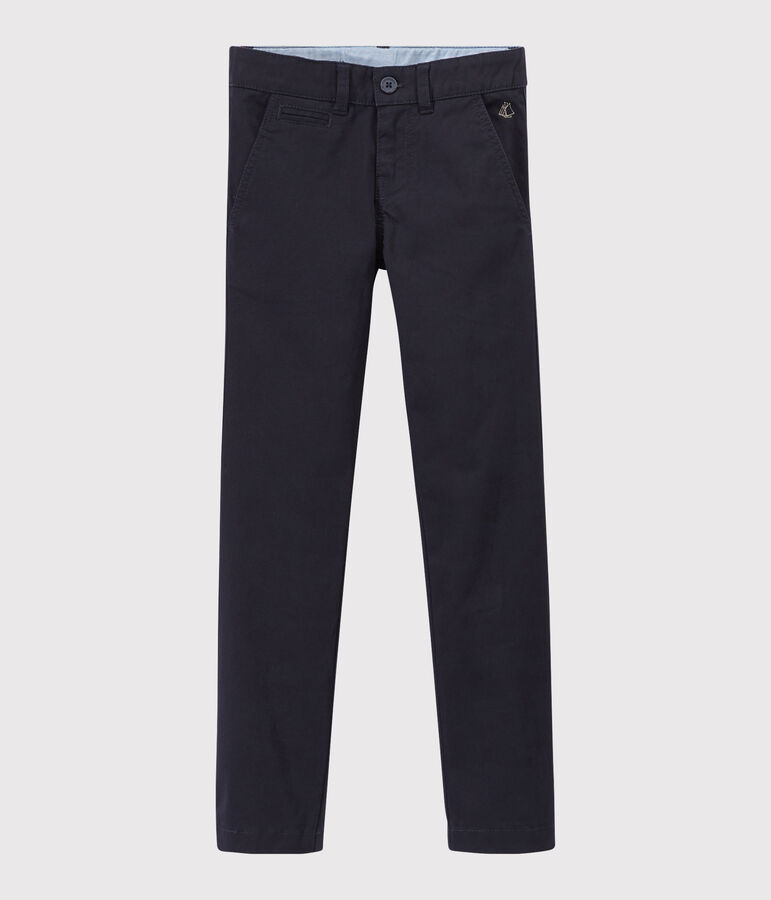 Pantalon slim en gabardine de coton enfant gar&ccedil;on bleu SMOKING