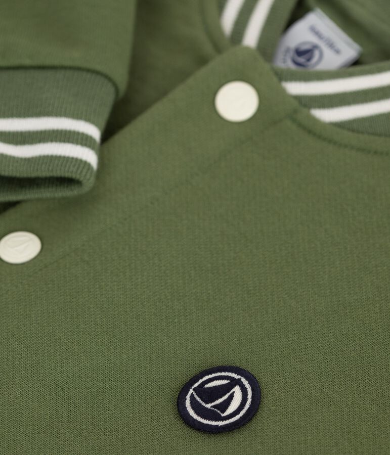 Veste teddy enfant en coton vert OLIVINE/ MILK