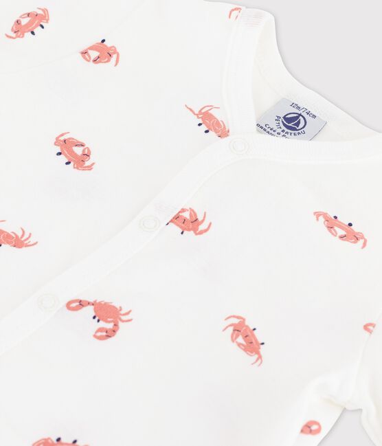 Combicourt bébé petits crabes en coton blanc MARSHMALLOW/blanc MULTICO