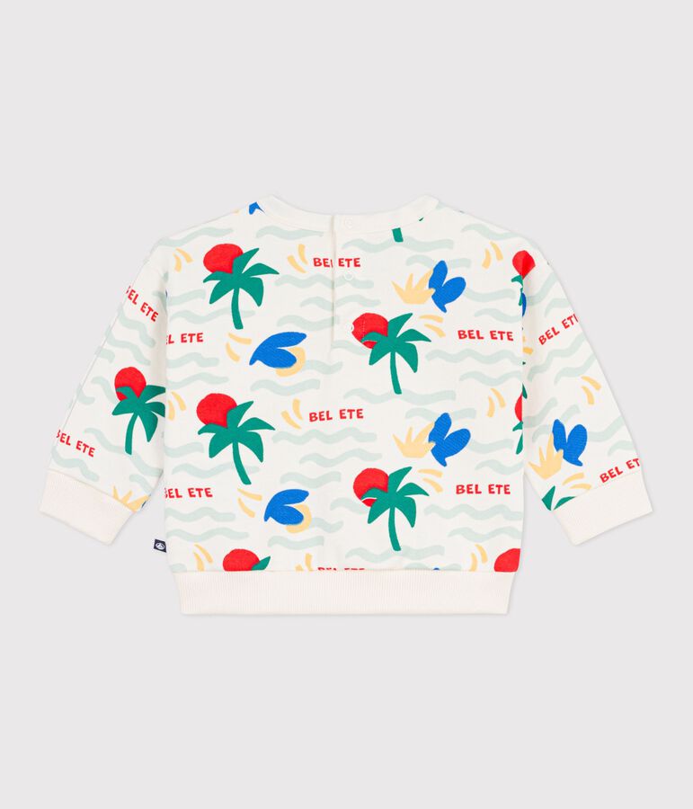 Sweatshirt &agrave; capuche b&eacute;b&eacute; en coton imprim&eacute; &eacute;cru/multicouleur