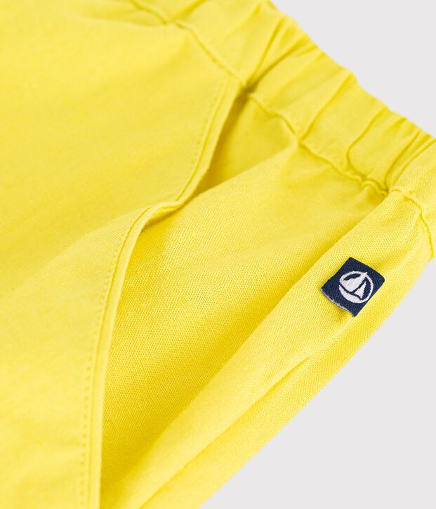 Short enfant en coton uni jaune