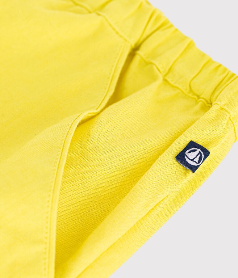 Short enfant en coton uni jaune