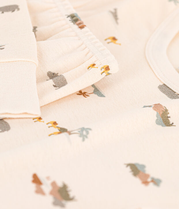 Pyjama animaux en coton enfant &eacute;cru/multicouleur