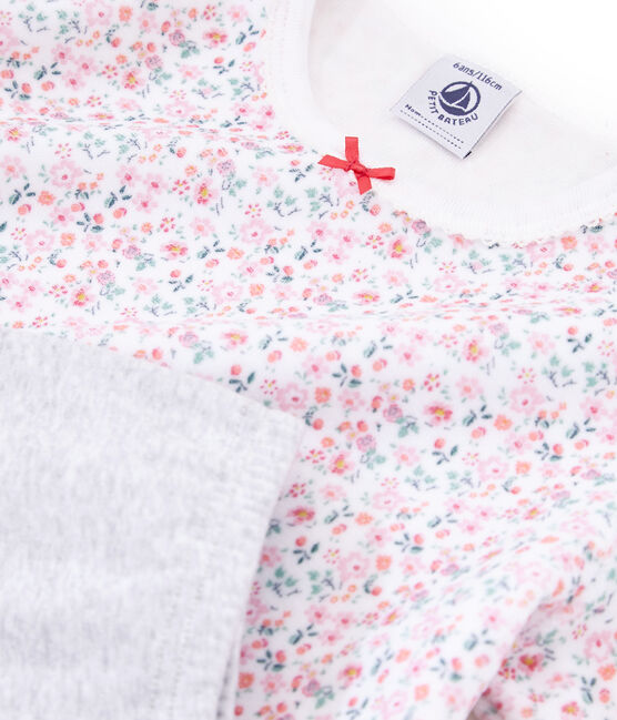Chemise de nuit petite fille en velours avec legging blanc MARSHMALLOW/blanc MULTICO