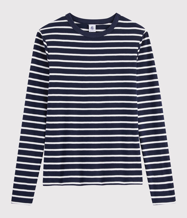 T-shirt iconique col rond Femme bleu/blanc