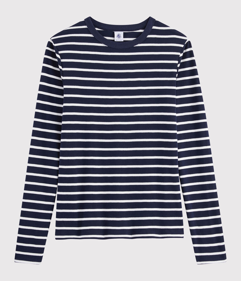 T-shirt iconique col rond Femme bleu/blanc