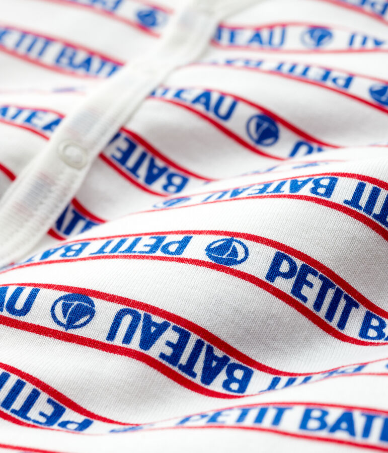 Dors-bien sans pieds Petit Bateau b&eacute;b&eacute; en coton blanc MARSHMALLOW/blanc MULTICO