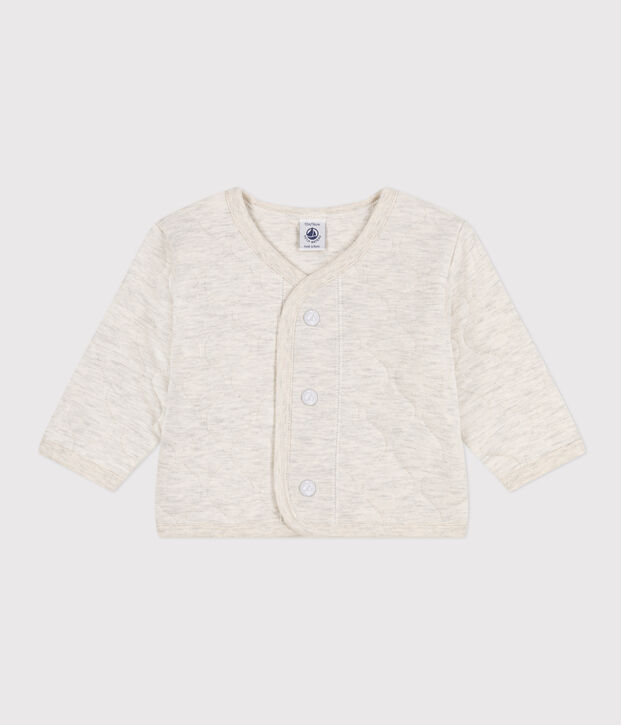 Cardigan b&eacute;b&eacute; en tubique matelass&eacute; beige chin&eacute;