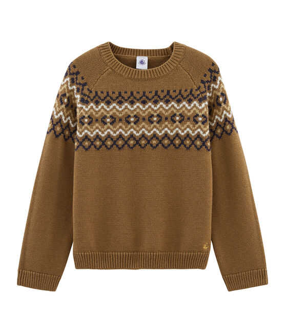 Pull enfant garçon marron BRINDILLE/blanc MULTICO