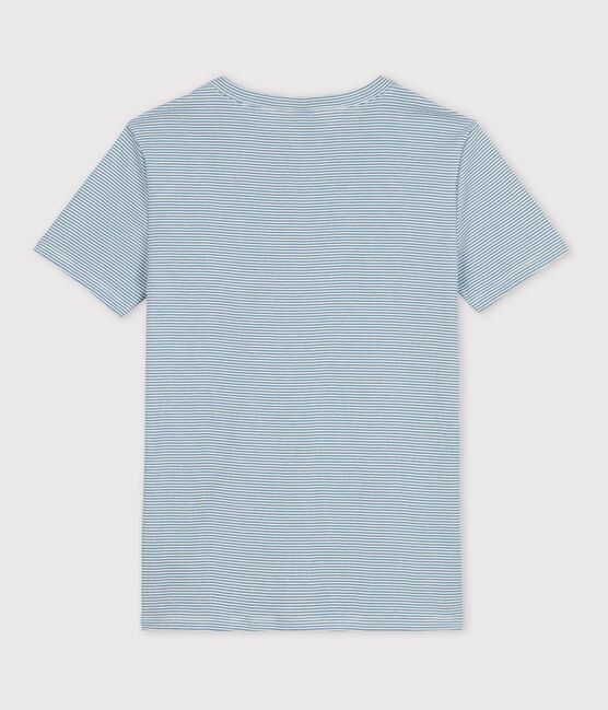Tee-shirt L'ICONIQUE col rond en coton bio Femme bleu ROVER/blanc MARSHMALLOW
