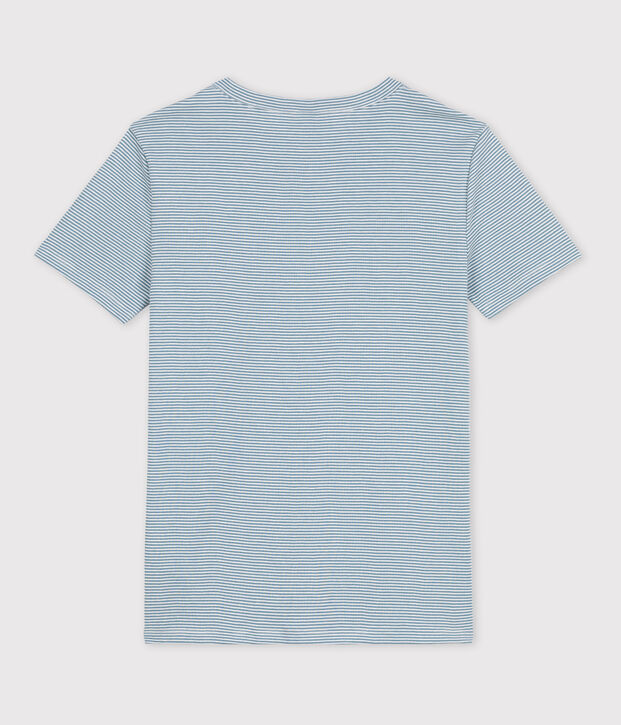 Tee-shirt L'ICONIQUE col rond en coton bio Femme bleu/blanc