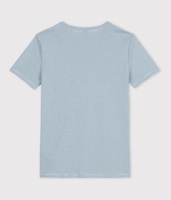 Tee-shirt L'ICONIQUE col rond en coton bio Femme bleu ROVER/blanc MARSHMALLOW