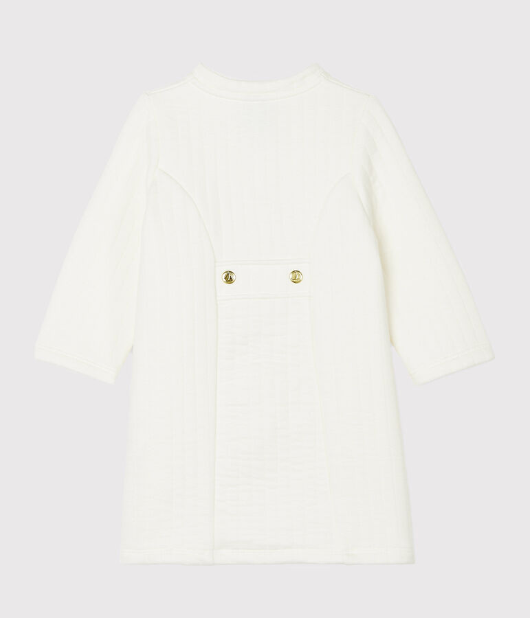 Manteau b&eacute;b&eacute; fille en tubique matelass&eacute; blanc MARSHMALLOW