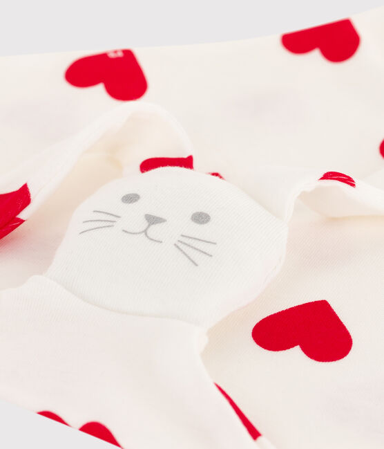 Doudou coeur en coton blanc MARSHMALLOW/rouge TERKUIT