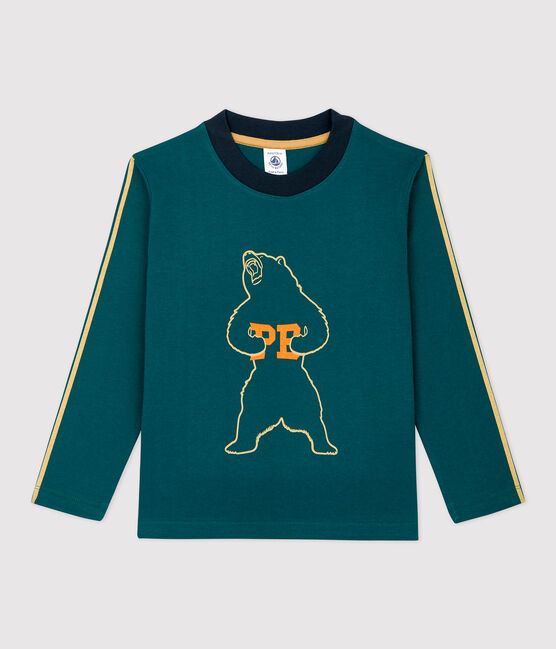 Tee-shirt manches longues en coton enfant garçon vert PINEDE