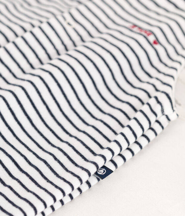 Ensemble combinaison et body en coton b&eacute;b&eacute; blanc/bleu