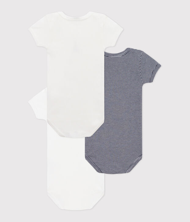 Lot de 3 bodies manches courtes en coton b&eacute;b&eacute; multicouleur