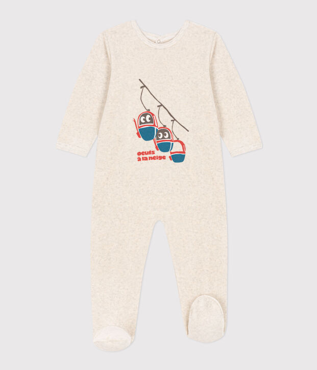 Pyjama b&eacute;b&eacute; t&eacute;l&eacute;cabines en velours beige chin&eacute;