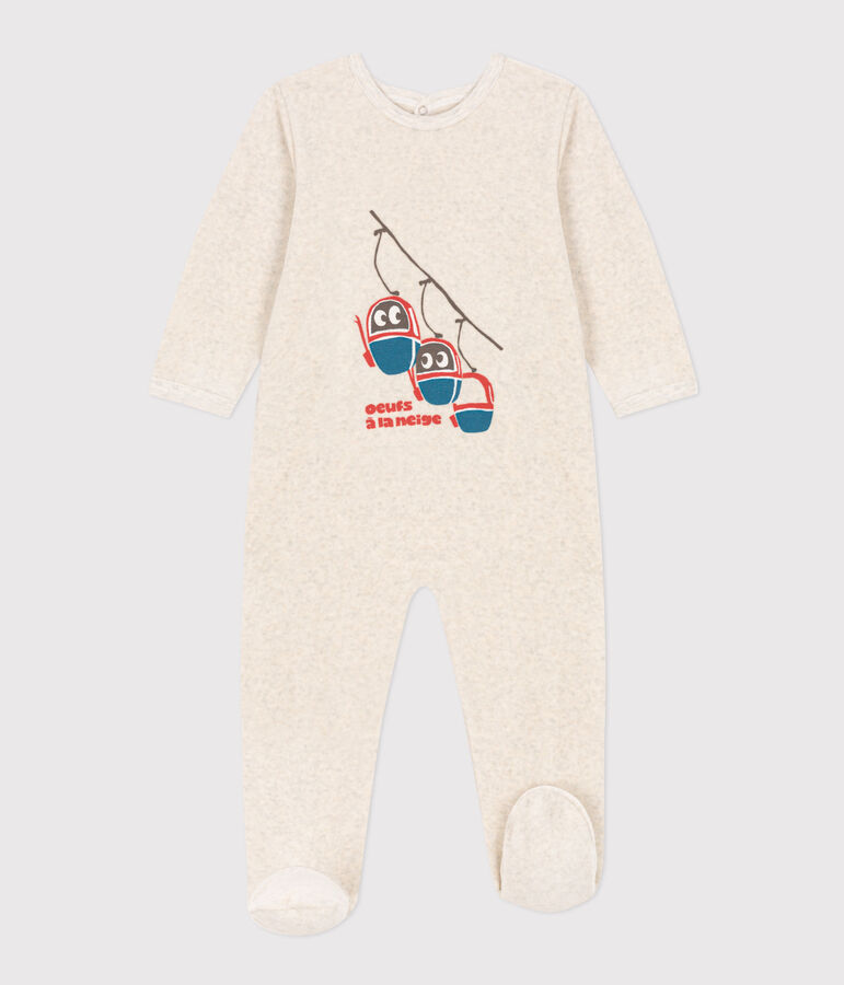 Pyjama b&eacute;b&eacute; t&eacute;l&eacute;cabines en velours beige MONTELIMAR CHINE