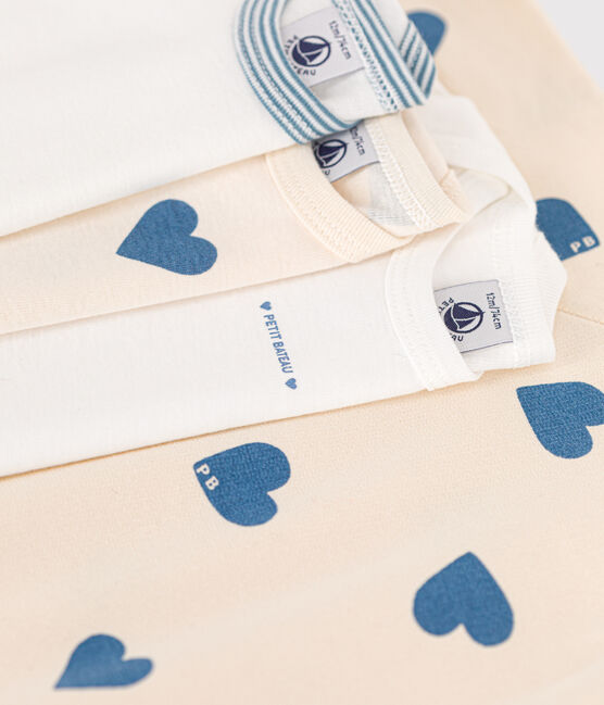 Coffret pyjama et 3 bodies cœurs blues bébé variante 1