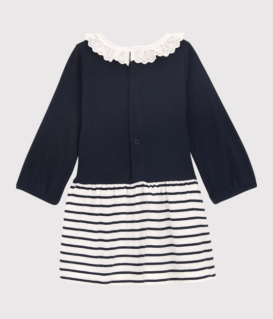 Robe manches longues bébé fille blanc MARSHMALLOW/bleu SMOKING