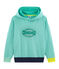 Sweat à capuche enfant en côte vert ESPERANZA/blanc MARSHMALLOW