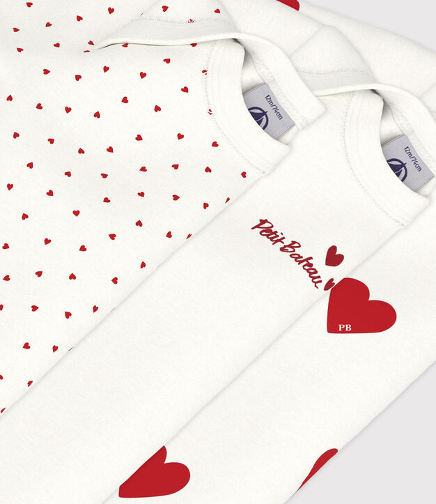 Lot de bodies manches longues c&oelig;ur b&eacute;b&eacute; en coton multicouleur
