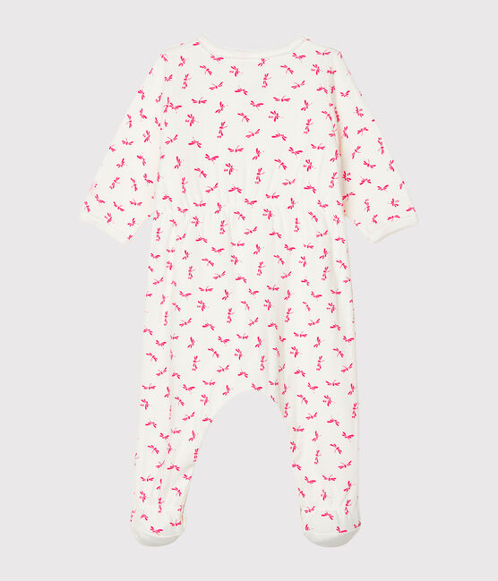 Bodyjama bébé fille en tubique blanc MARSHMALLOW/rose GROSEILLER