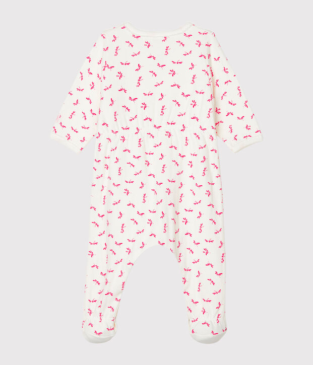 Bodyjama b&eacute;b&eacute; fille en tubique blanc/rose