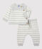 Ensemble 2 pièces rayé en tricot bébé beige MONTELIMAR/gris MARSHMALLOW