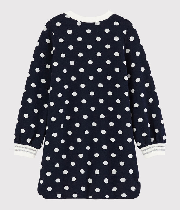 Robe manches longues enfant fille bleu/blanc