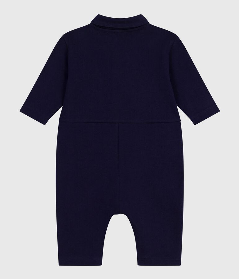 Combinaison longue b&eacute;b&eacute; en coton uni, style pompiste bleu SOIR