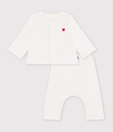 Ensemble bébé en coton brodé poitrine uni