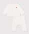 Ensemble b&eacute;b&eacute; en coton brod&eacute; poitrine uni blanc